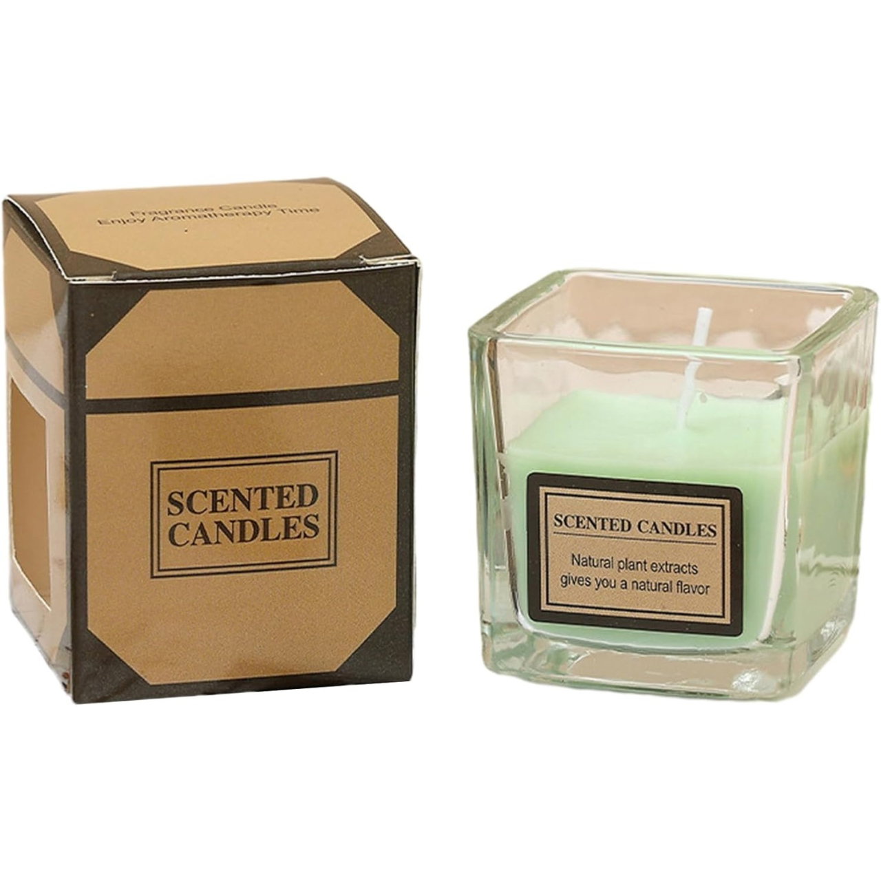 Lumanare Parfumata, Flippy, Model Pahar Transparent, cu Ulei Esential, 4.8 x 5.4 x 5.5 cm, Aroma de Ceai Alb, Verde [1]