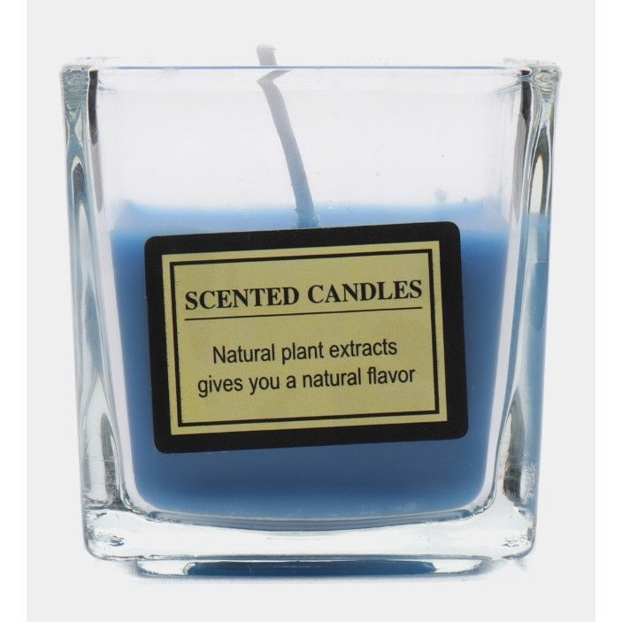 Lumanare Parfumata, Flippy, Model Pahar Transparent, cu Ulei Esential, 4.8 x 5.4 x 5.5 cm, Aroma de Frezie, Albastru [2]