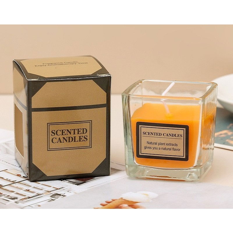 Lumanare Parfumata, Flippy, Model Pahar Transparent, cu Ulei Esential, 4.8 x 5.4 x 5.5 cm, Aroma de Portocala, Portocaliu [2]