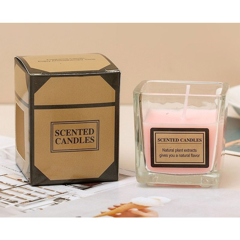 Lumanare Parfumata, Flippy, Model Pahar Transparent, cu Ulei Esential, 4.8 x 5.4 x 5.5 cm, Aroma de Trandafir, Roz pal [2]