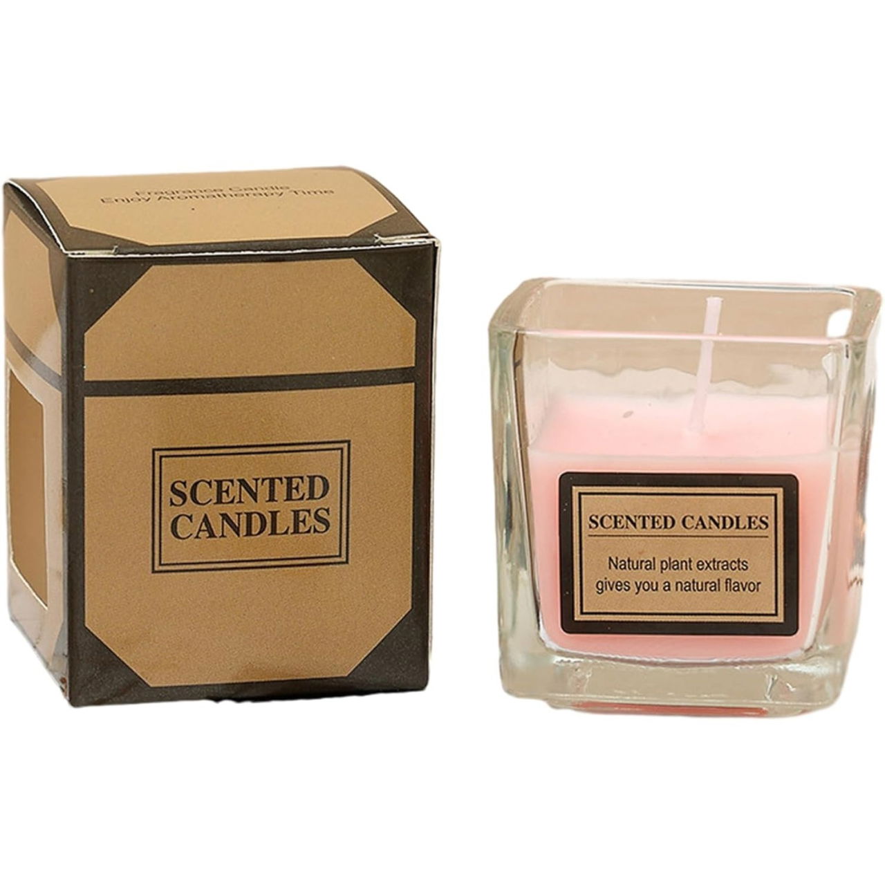 Lumanare Parfumata, Flippy, Model Pahar Transparent, cu Ulei Esential, 4.8 x 5.4 x 5.5 cm, Aroma de Trandafir, Roz pal [1]