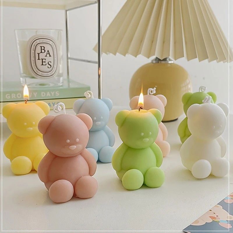 Lumanare Parfumata, Flippy, Model Ursulet, Galbena, Aroma de Iasomie, 5.5x3.6x4 cm [4]