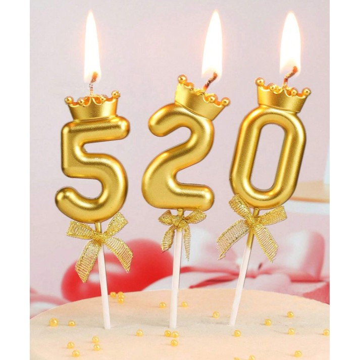 Lumanare pentru Tort Cifra 0, Model Coroana, Gold, Flippy, Party [4]