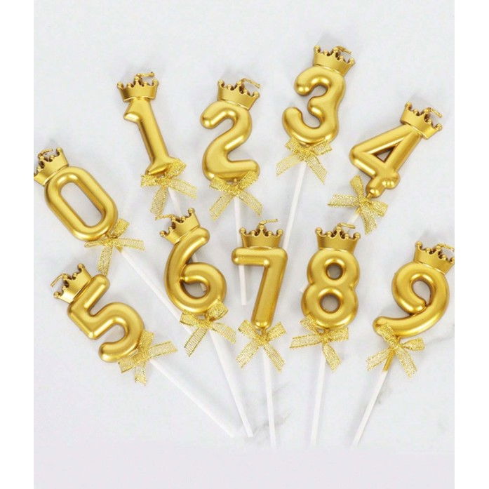 Lumanare pentru Tort Cifra 1, Model Coroana, Gold, Flippy, Party [7]