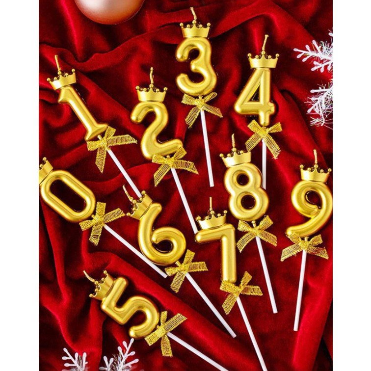 Lumanare pentru Tort Cifra 2, Model Coroana, Gold, Flippy, Party [6]