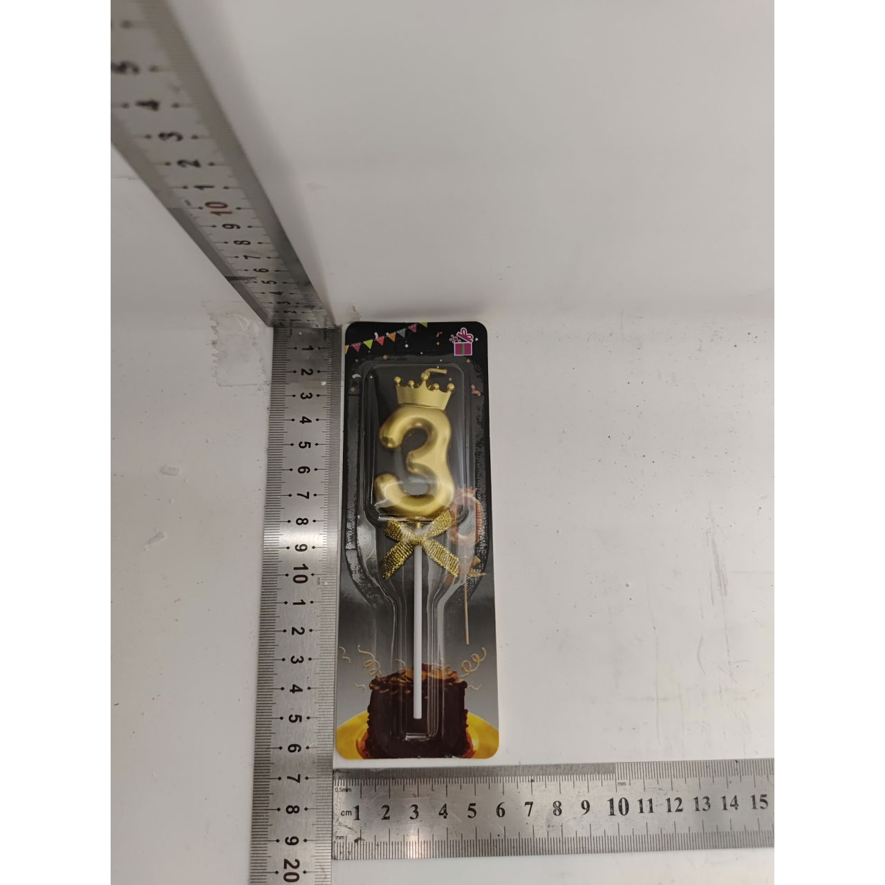 Lumanare pentru Tort Cifra 3, Model Coroana, Gold, Flippy, Party [2]