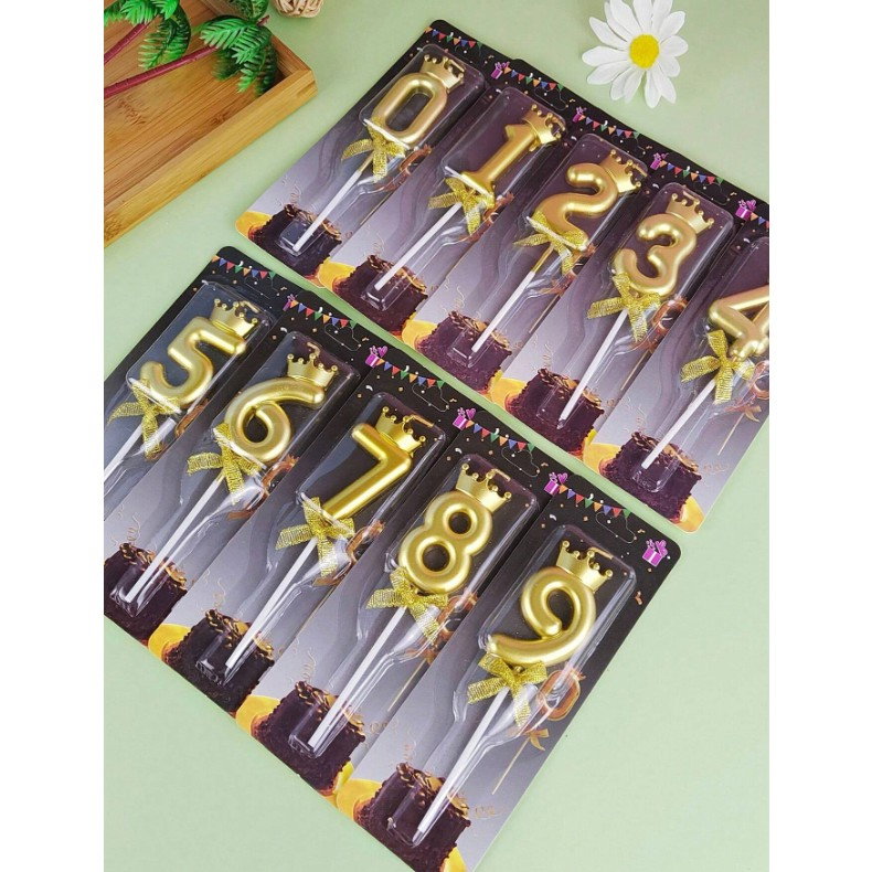 Lumanare pentru Tort Cifra 4, Model Coroana, Gold, Flippy, Party [5]