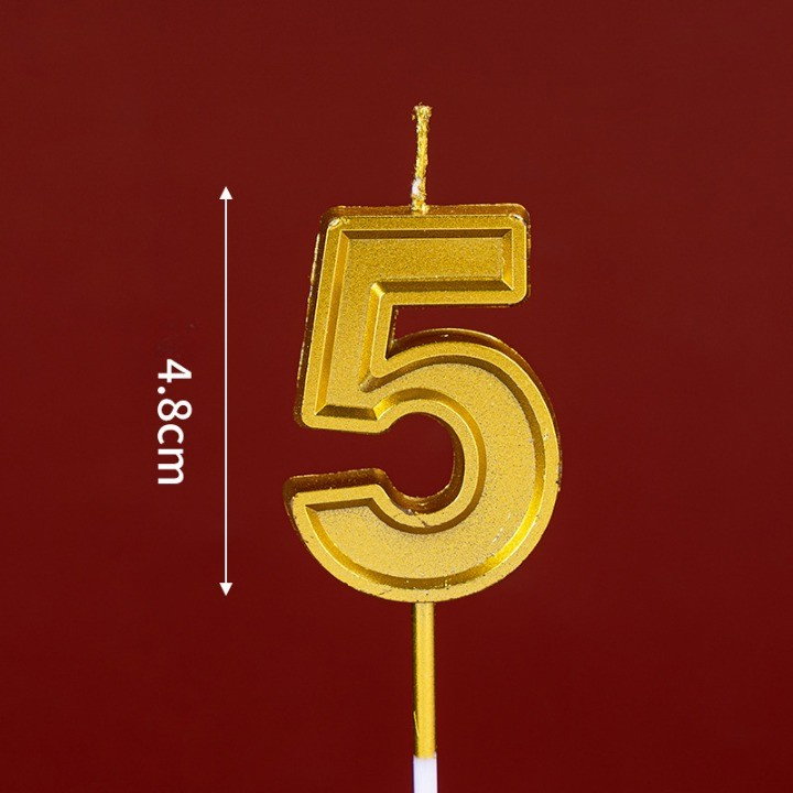 Lumanare pentru Tort Cifra 5, Flippy, 4.8 cm, Aniversare, Aurie [2]