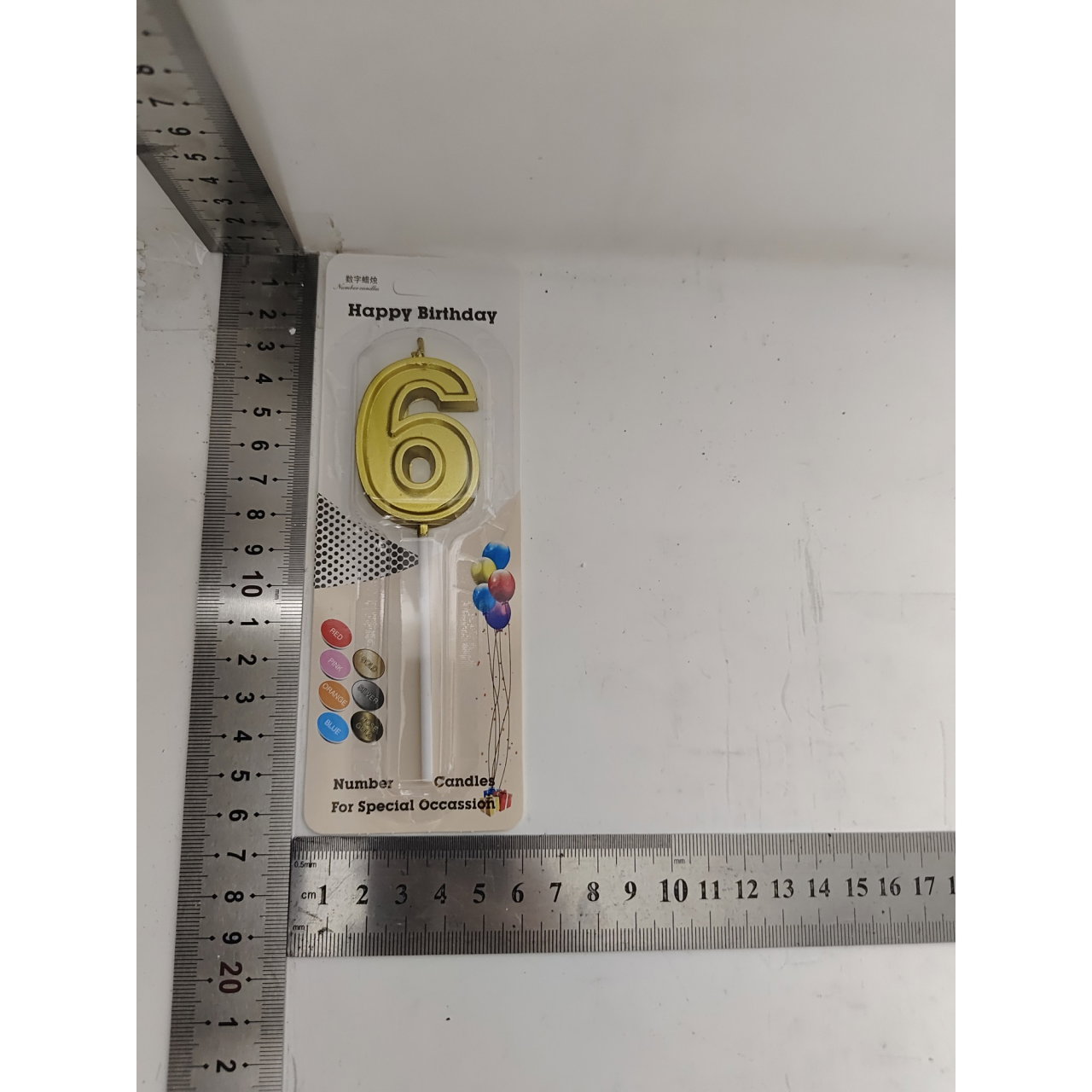 Lumanare pentru Tort Cifra 6, Flippy, 4.8 cm, Aniversare, Aurie [2]