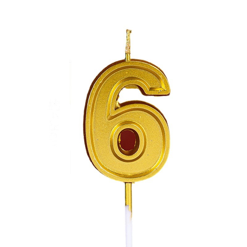 Lumanare pentru Tort Cifra 6, Flippy, 4.8 cm, Aniversare, Aurie [1]