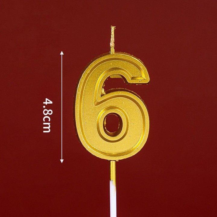 Lumanare pentru Tort Cifra 6, Flippy, 4.8 cm, Aniversare, Aurie [3]