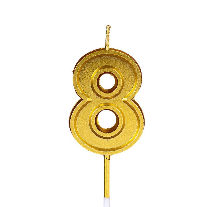 Lumanare pentru Tort Cifra 8, Flippy, 4.8 cm, Aniversare, Aurie [1]