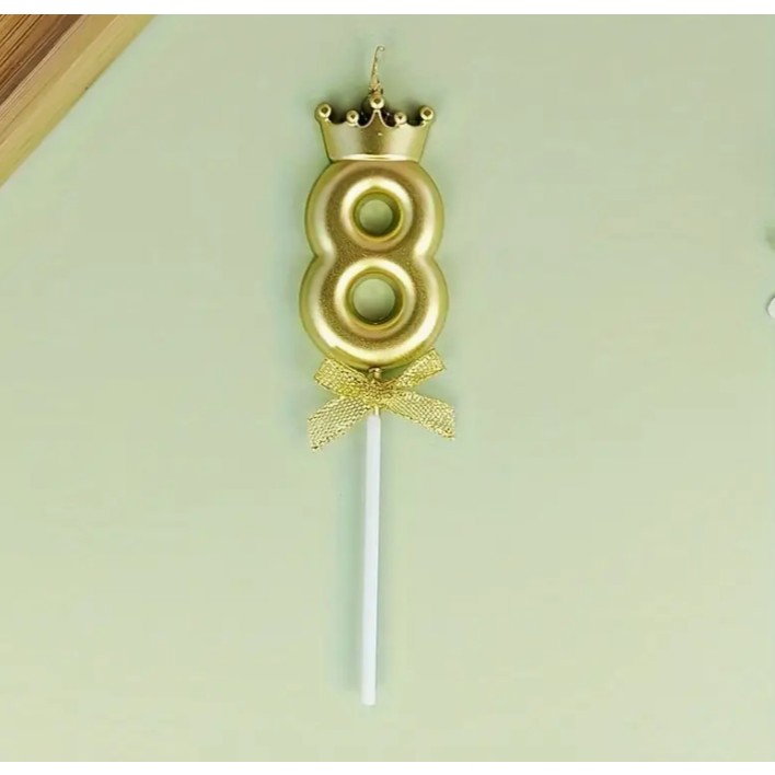 Lumanare pentru Tort Cifra 8, Model Coroana, Gold, Flippy, Party [11]