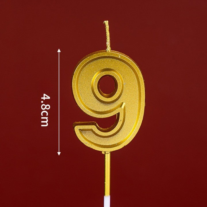 Lumanare pentru Tort Cifra 9, Flippy, 4.8 cm, Aniversare, Aurie [2]