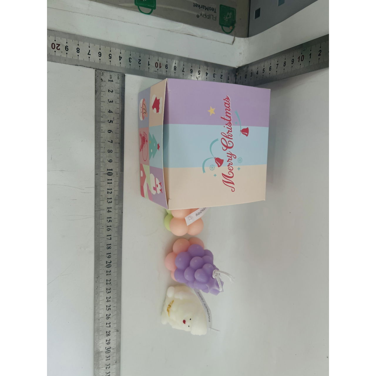 Lumanari Parfumate de Craciun, Flippy, Gift Box Set cu 3 Lumanari Aromaterapie, 11 x 11 x 7.5 cm, Mov Roz [3]