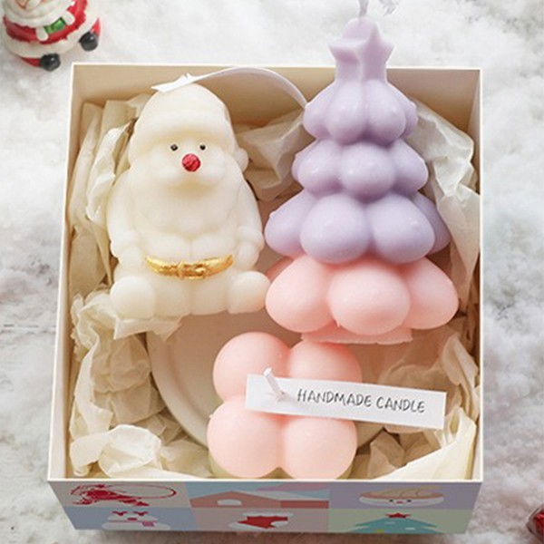 Lumanari Parfumate de Craciun, Flippy, Gift Box Set cu 3 Lumanari Aromaterapie, 11 x 11 x 7.5 cm, Mov Roz [2]