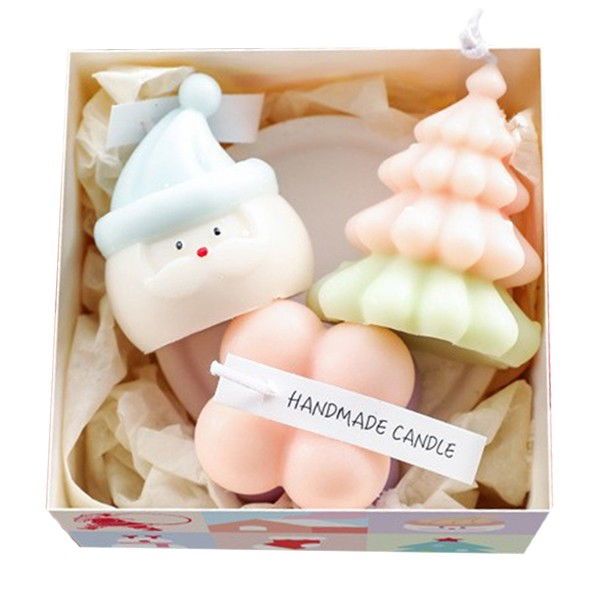 Lumanari Parfumate de Craciun, Flippy, Gift Box Set cu 3 Lumanari Aromaterapie, 11 x 11 x 7.5 cm, Roz Verde [1]