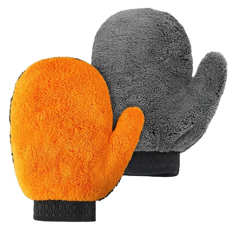 Manusa pentru Spalarea Masinii, Flippy, Microfibra, Moale, Doua Fete, Umeda sau Uscata, Fara Zgariere, 25x20cm, Portocaliu-Gri [1]