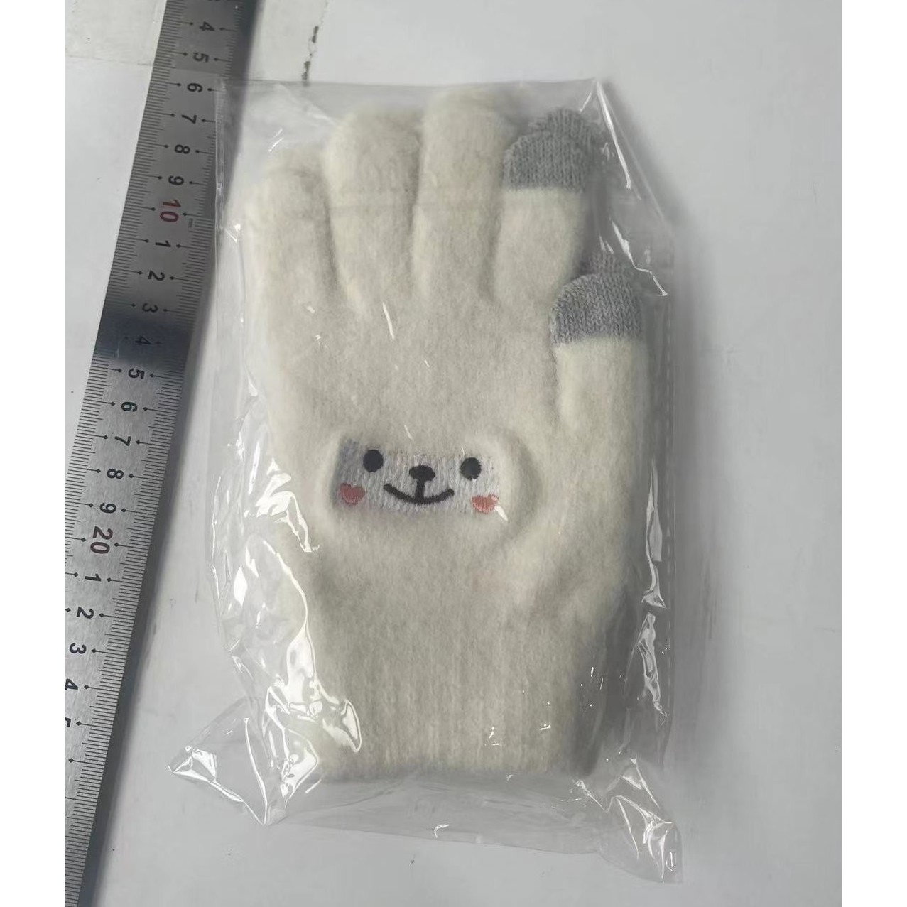 Manusi Dama, Flippy, Model Fata Zambitoare, Functie Touchscreen (ecran tactil), Material Lana Brodata, Manseta Elastica, Interior Pufos, Marime Universala, Alb [8]