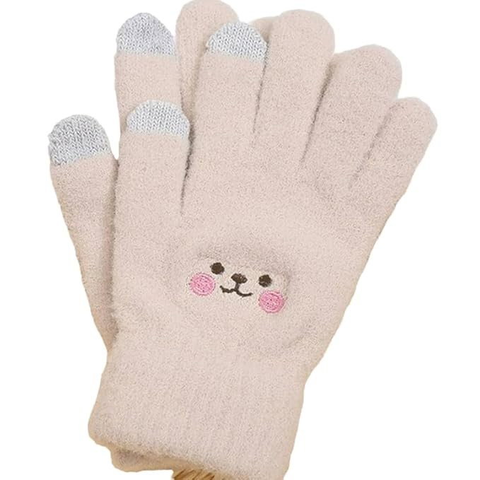 Manusi Dama, Flippy, Model Fata Zambitoare, Functie Touchscreen (ecran tactil), Material Lana Brodata, Manseta Elastica, Interior Pufos, Marime Universala, Bej [1]