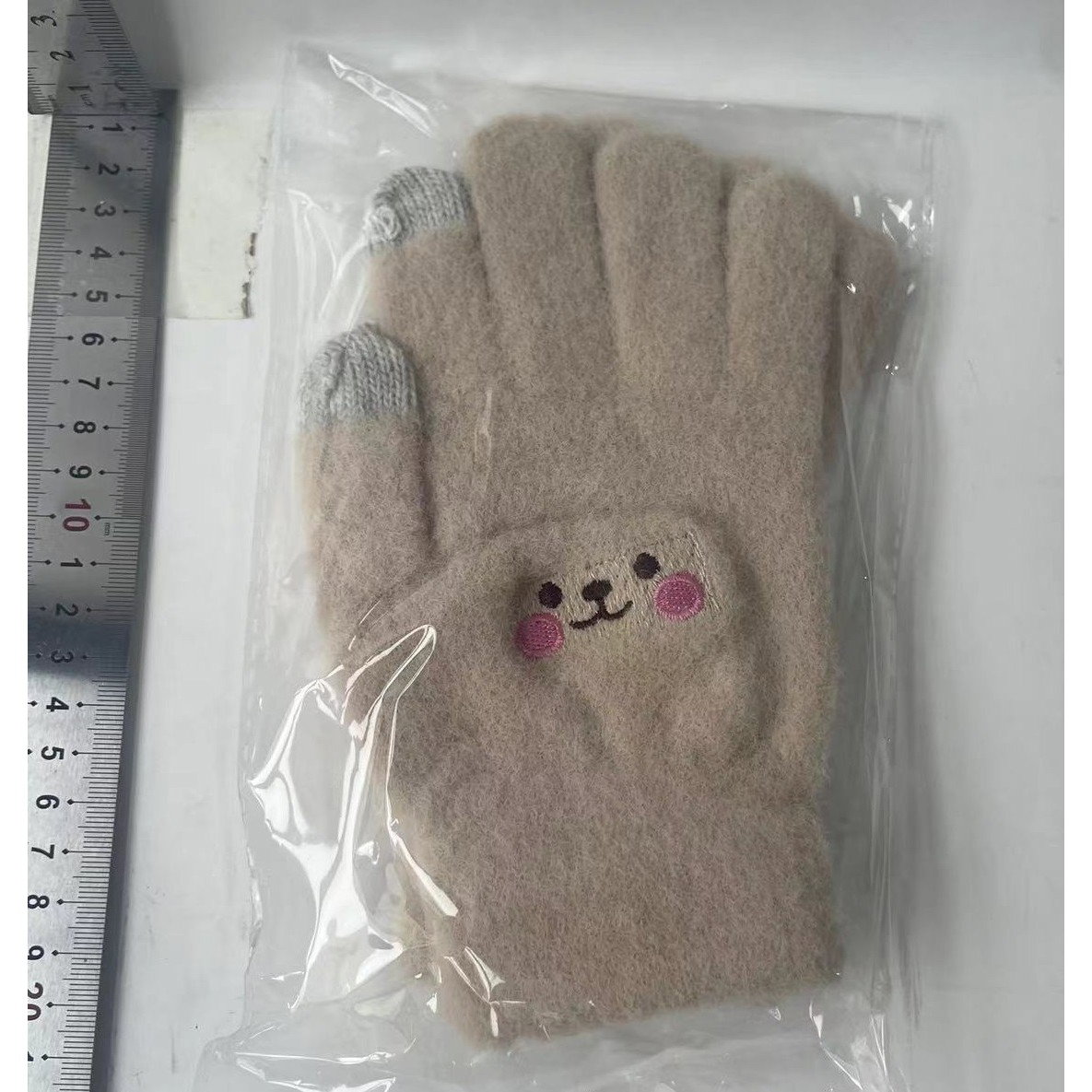 Manusi Dama, Flippy, Model Fata Zambitoare, Functie Touchscreen (ecran tactil), Material Lana Brodata, Manseta Elastica, Interior Pufos, Marime Universala, Bej [2]