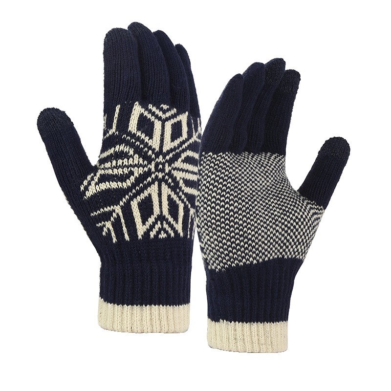 Manusi de Barbat, Flippy, Model Fulg, Functie Touchscreen (ecran tactil), Material Acril Tricotat, Manseta Elastica, Interior Catifelat, Marime Universala, Albastru Marin [1]