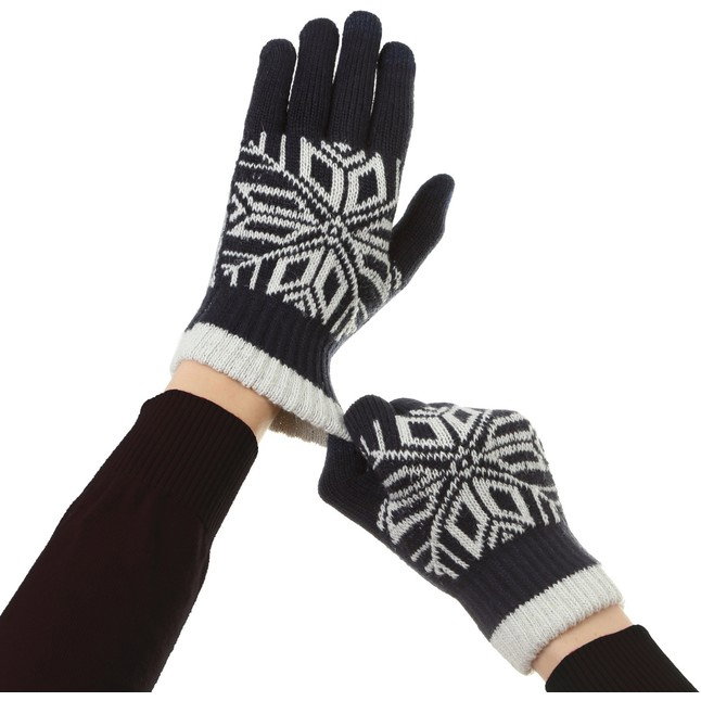 Manusi de Barbat, Flippy, Model Fulg, Functie Touchscreen (ecran tactil), Material Acril Tricotat, Manseta Elastica, Interior Catifelat, Marime Universala, Albastru Marin [4]