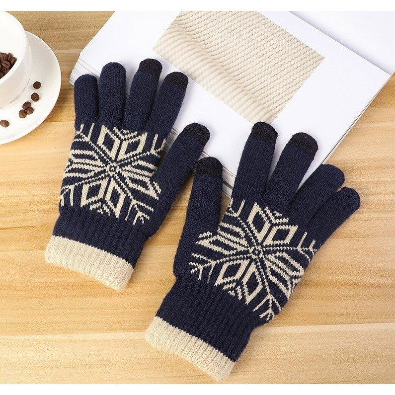 Manusi de Barbat, Flippy, Model Fulg, Functie Touchscreen (ecran tactil), Material Acril Tricotat, Manseta Elastica, Interior Catifelat, Marime Universala, Albastru Marin [8]