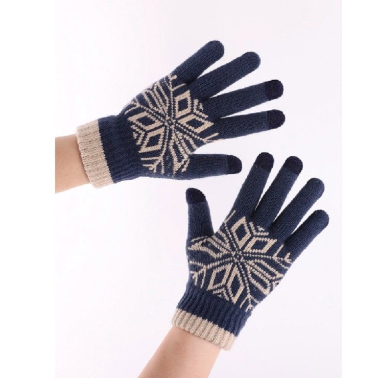 Manusi de Barbat, Flippy, Model Fulg, Functie Touchscreen (ecran tactil), Material Acril Tricotat, Manseta Elastica, Interior Catifelat, Marime Universala, Albastru Marin [10]