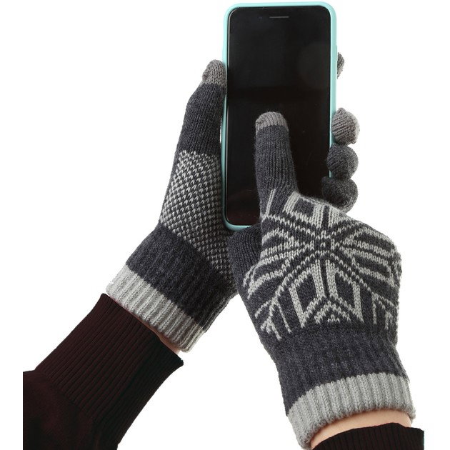 Manusi de Barbat, Flippy, Model Fulg, Functie Touchscreen (ecran tactil), Material Acril Tricotat, Manseta Elastica, Interior Catifelat, Marime Universala, Gri [3]