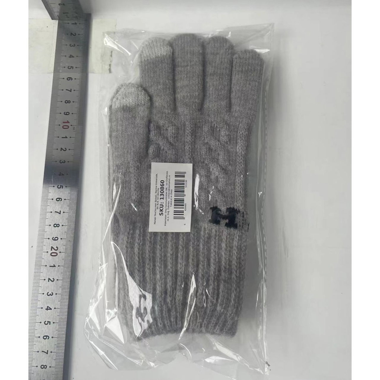 Manusi de Barbat, Flippy, Model H, Functie Touchscreen (ecran tactil), Material Acril Tricotat, Manseta Elastica, Interior Catifelat, Marime Universala, Gri Deschis [4]