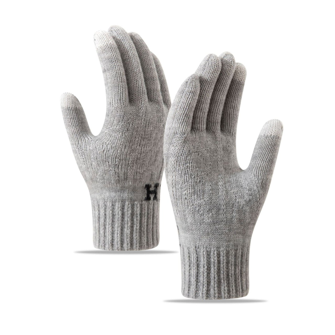 Manusi de Barbat, Flippy, Model H, Functie Touchscreen (ecran tactil), Material Acril Tricotat, Manseta Elastica, Interior Catifelat, Marime Universala, Gri Deschis [3]