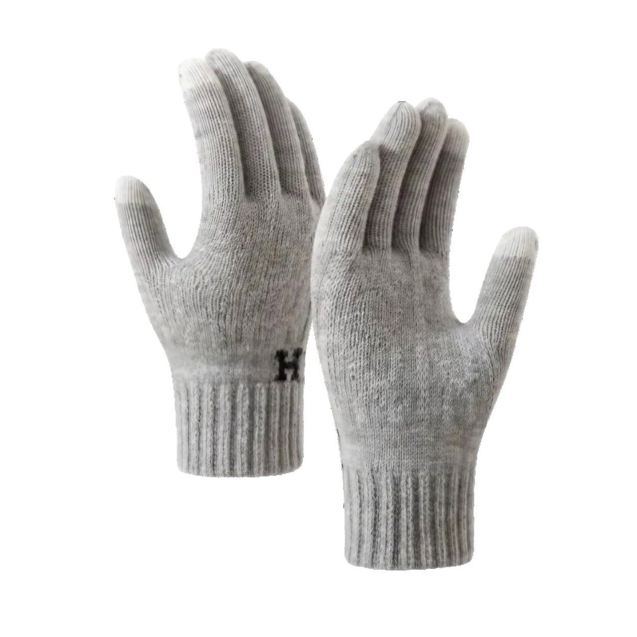 Manusi de Barbat, Flippy, Model H, Functie Touchscreen (ecran tactil), Material Acril Tricotat, Manseta Elastica, Interior Catifelat, Marime Universala, Gri Deschis [1]