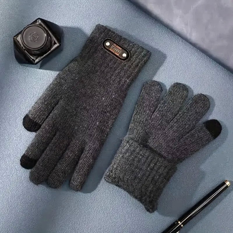 Manusi de Barbat, Flippy, Model Tricotat, Functie Touchscreen (ecran tactil), Material Acril, Manseta Elastica, Interior Catifelat, Marime Universala, Gri [3]