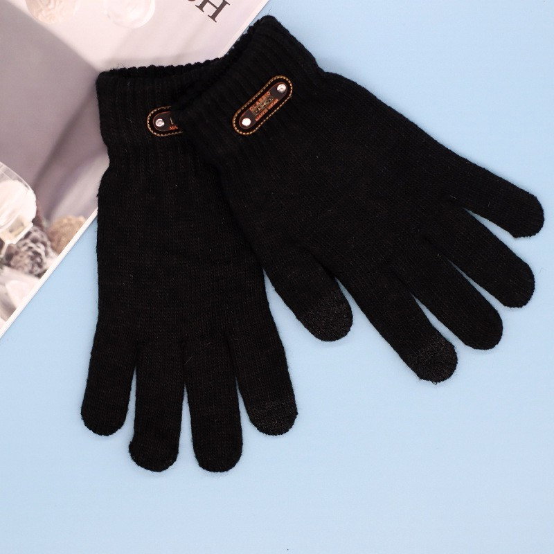 Manusi de Barbat, Flippy, Model Tricotat, Functie Touchscreen (ecran tactil), Material Acril, Manseta Elastica, Interior Catifelat, Marime Universala, Negru [7]