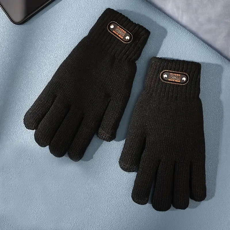 Manusi de Barbat, Flippy, Model Tricotat, Functie Touchscreen (ecran tactil), Material Acril, Manseta Elastica, Interior Catifelat, Marime Universala, Negru [3]