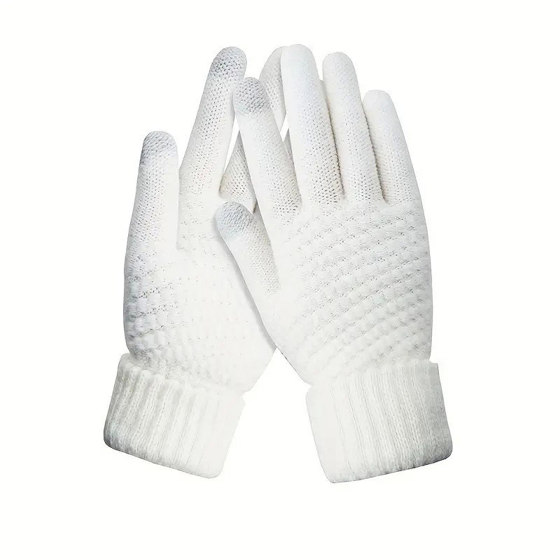 Manusi de Dama, Flippy, Functie Touchscreen (ecran tactil), Material Acril Tricotat, Manseta Elastica, Interior Catifelat, Marime Universala, Alb [1]