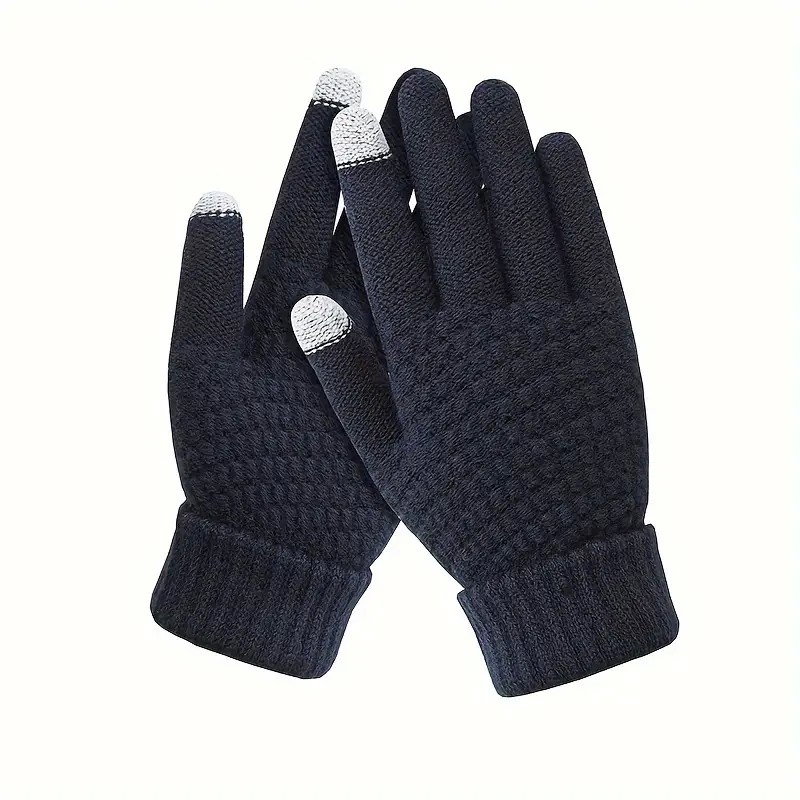 Manusi de Dama, Flippy, Functie Touchscreen (ecran tactil), Material Acril Tricotat, Manseta Elastica, Interior Catifelat, Marime Universala, Albastru Marin [1]