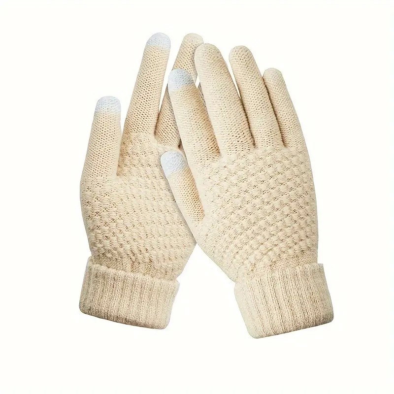 Manusi de Dama, Flippy, Functie Touchscreen (ecran tactil), Material Acril Tricotat, Manseta Elastica, Interior Catifelat, Marime Universala, Bej [1]