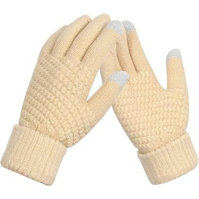 Manusi de Dama, Flippy, Functie Touchscreen (ecran tactil), Material Acril Tricotat, Manseta Elastica, Interior Catifelat, Marime Universala, Bej [5]