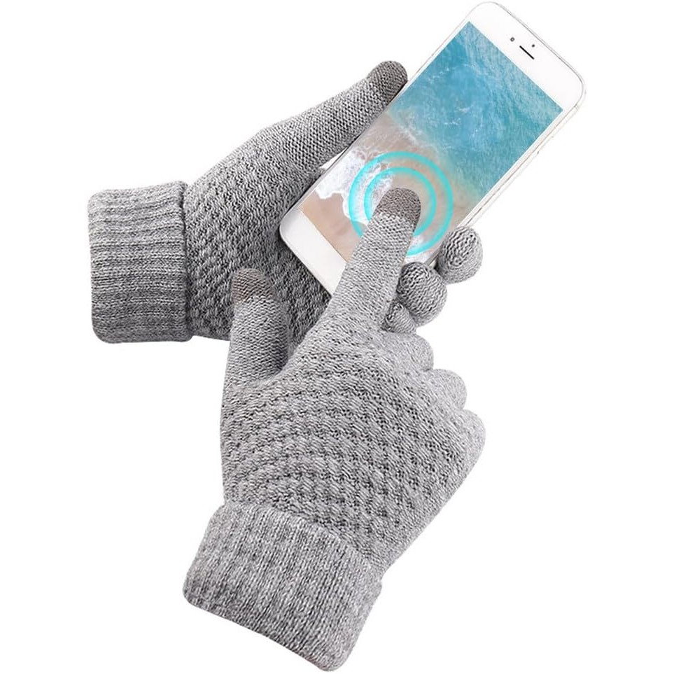 Manusi de Dama, Flippy, Functie Touchscreen (ecran tactil), Material Acril Tricotat, Manseta Elastica, Interior Catifelat, Marime Universala, Gri [9]