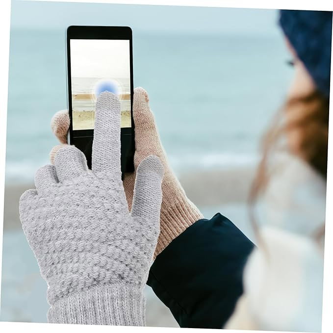 Manusi de Dama, Flippy, Functie Touchscreen (ecran tactil), Material Acril Tricotat, Manseta Elastica, Interior Catifelat, Marime Universala, Gri [4]