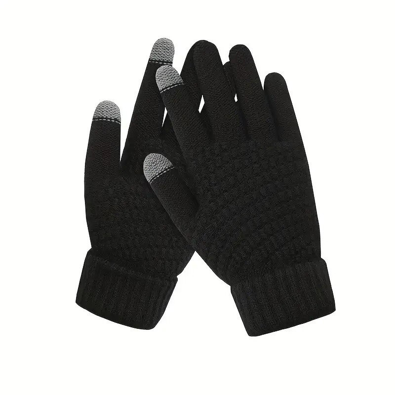 Manusi de Dama, Flippy, Functie Touchscreen (ecran tactil), Material Acril Tricotat, Manseta Elastica, Interior Catifelat, Marime Universala, Negru [1]