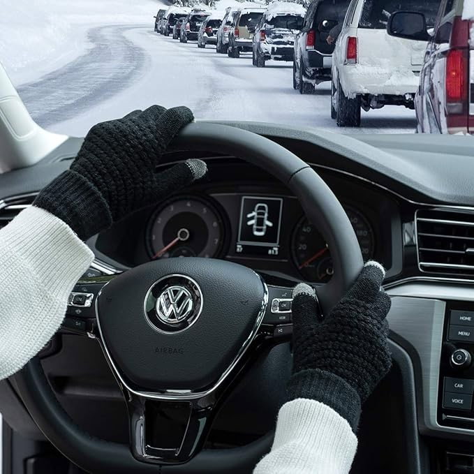 Manusi de Dama, Flippy, Functie Touchscreen (ecran tactil), Material Acril Tricotat, Manseta Elastica, Interior Catifelat, Marime Universala, Negru [4]