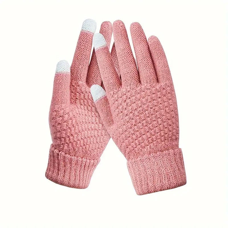 Manusi de Dama, Flippy, Functie Touchscreen (ecran tactil), Material Acril Tricotat, Manseta Elastica, Interior Catifelat, Marime Universala, Roz [1]