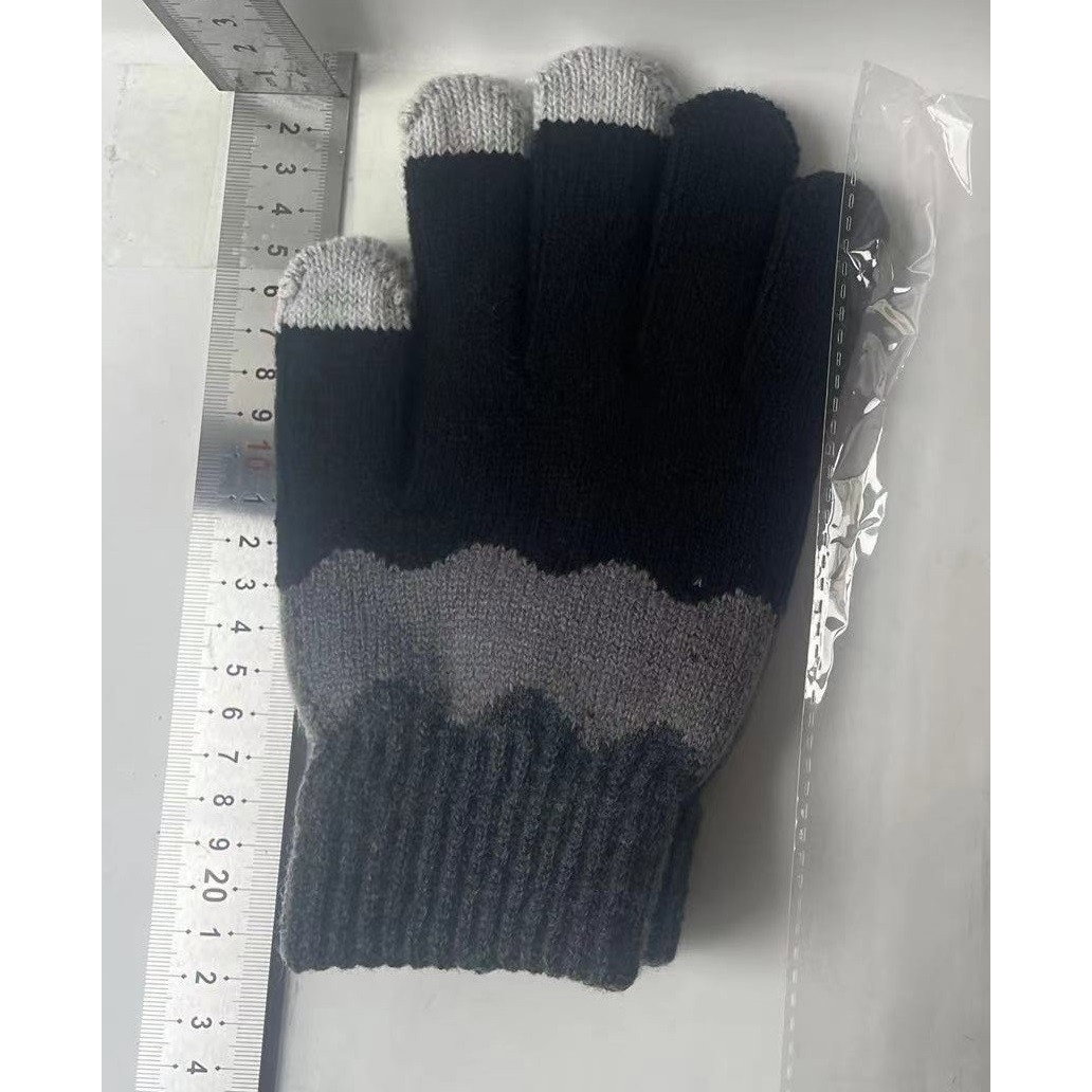 Manusi de Dama, Flippy, Model Ondulat, Functie Touchscreen (ecran tactil), Material Acril Tricotat, Manseta Elastica, Interior Catifelat, Marime Universala, Negru/Gri [2]