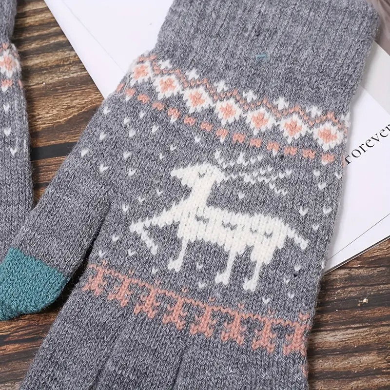 Manusi de Dama, Flippy, Model Ren, Functie Touchscreen (ecran tactil), Material Acril Tricotat, Manseta Elastica, Interior Catifelat, Marime Universala, Gri [11]