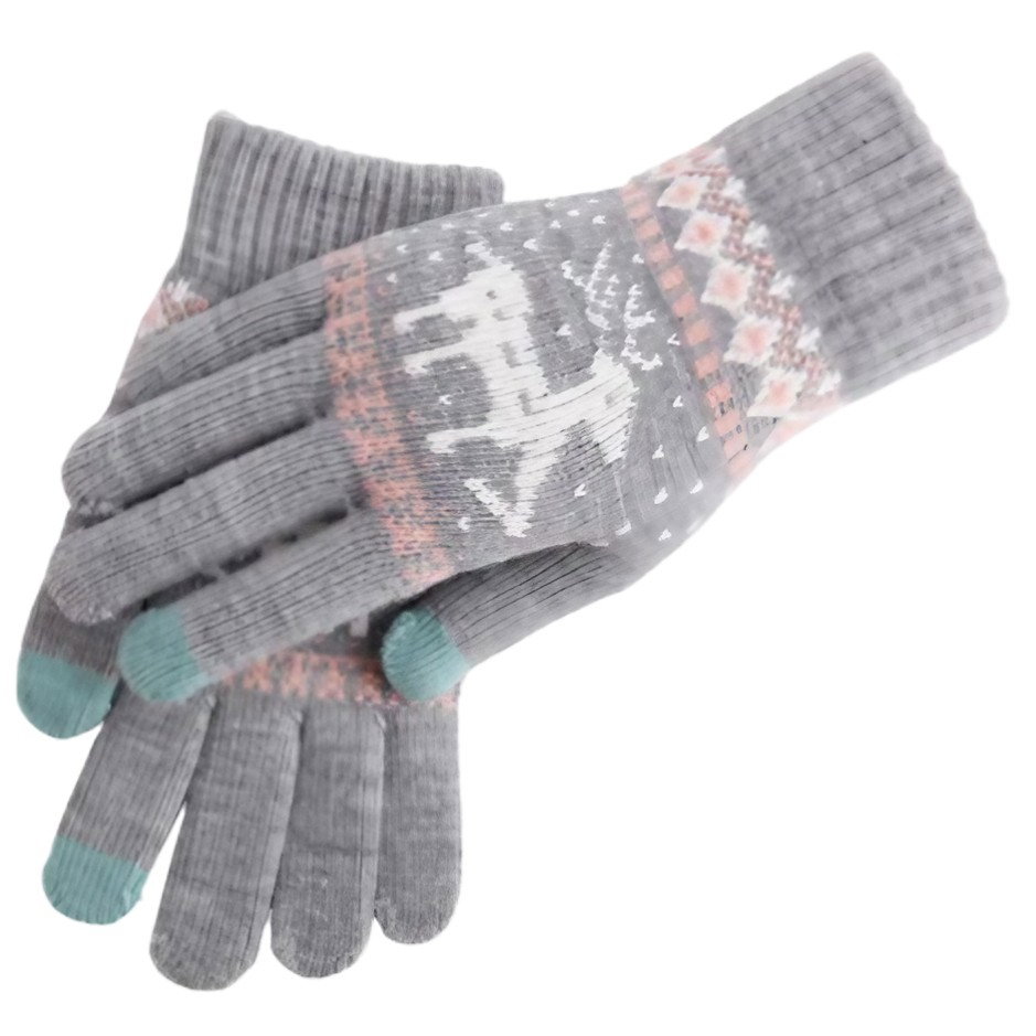 Manusi de Dama, Flippy, Model Ren, Functie Touchscreen (ecran tactil), Material Acril Tricotat, Manseta Elastica, Interior Catifelat, Marime Universala, Gri [1]