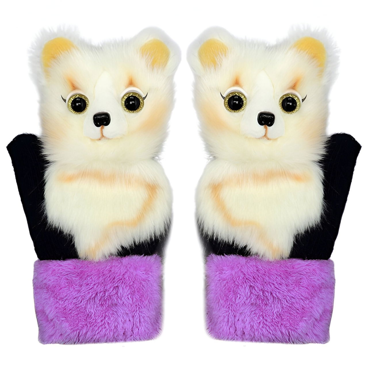 Manusi de Plus pentru Copii, Flippy, de Iarna, Groase, Moi, Calduroase, Model Animat Vulpe Alba [1]