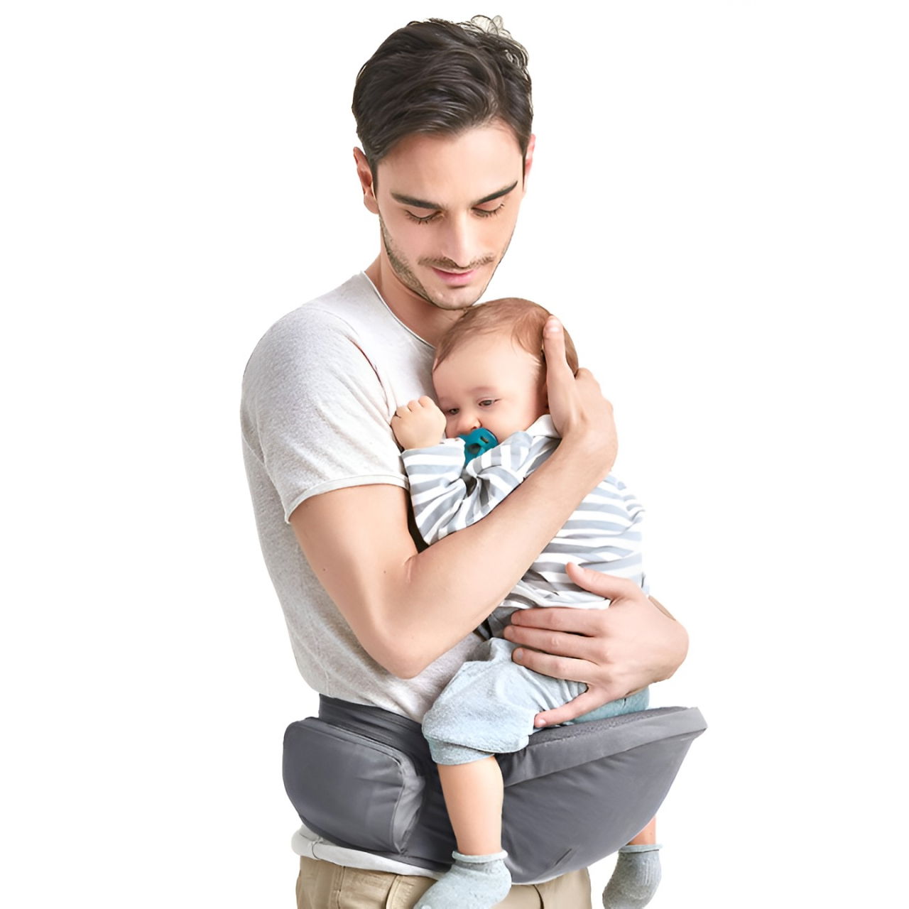 Marsupiu Ergonomic 3in1, Flippy, pentru Bebelusi si Copii, 0-36 Luni, Bretele Reglabile pentru Umar si Sold, Inchidere Catarama, 125x25x14 cm, Gri [1]